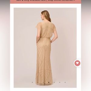 MOB blush dress w/gold beading. 14 fits more like 12